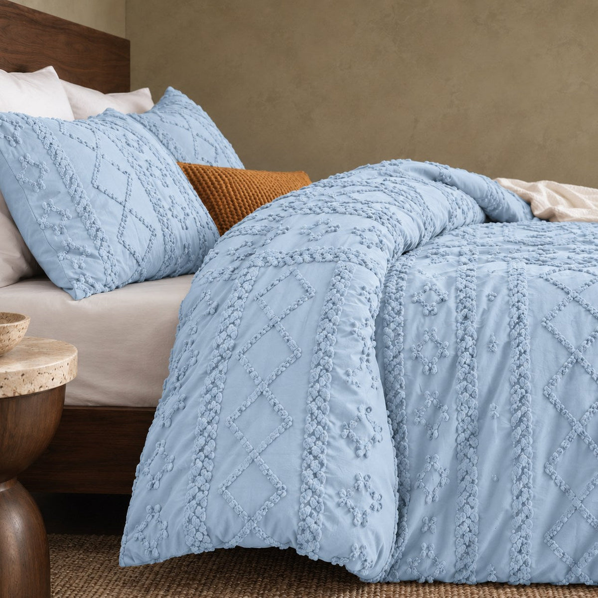 Tufted comforter detail, Dusty Blue