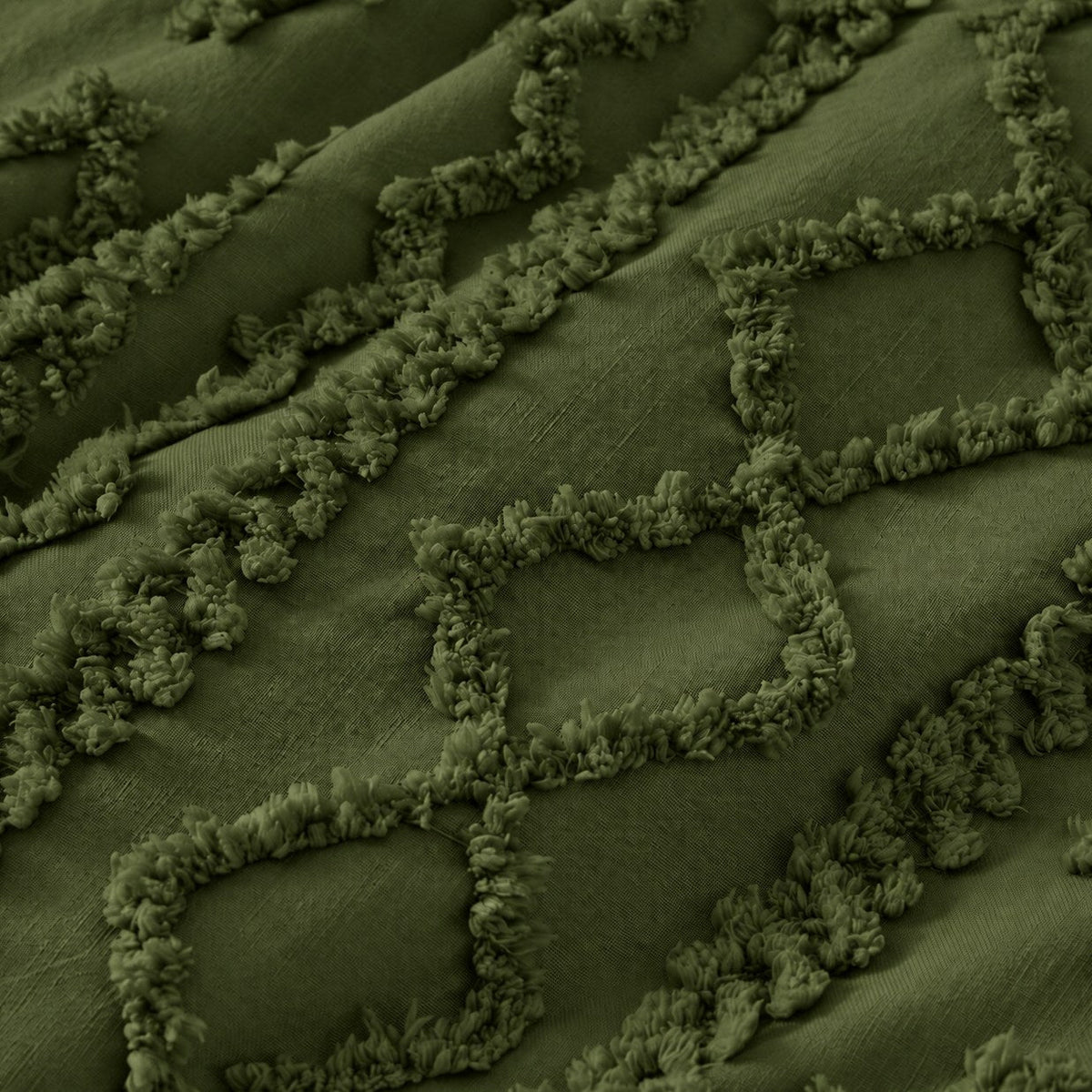 Tufted comforter detail, Moody Olive