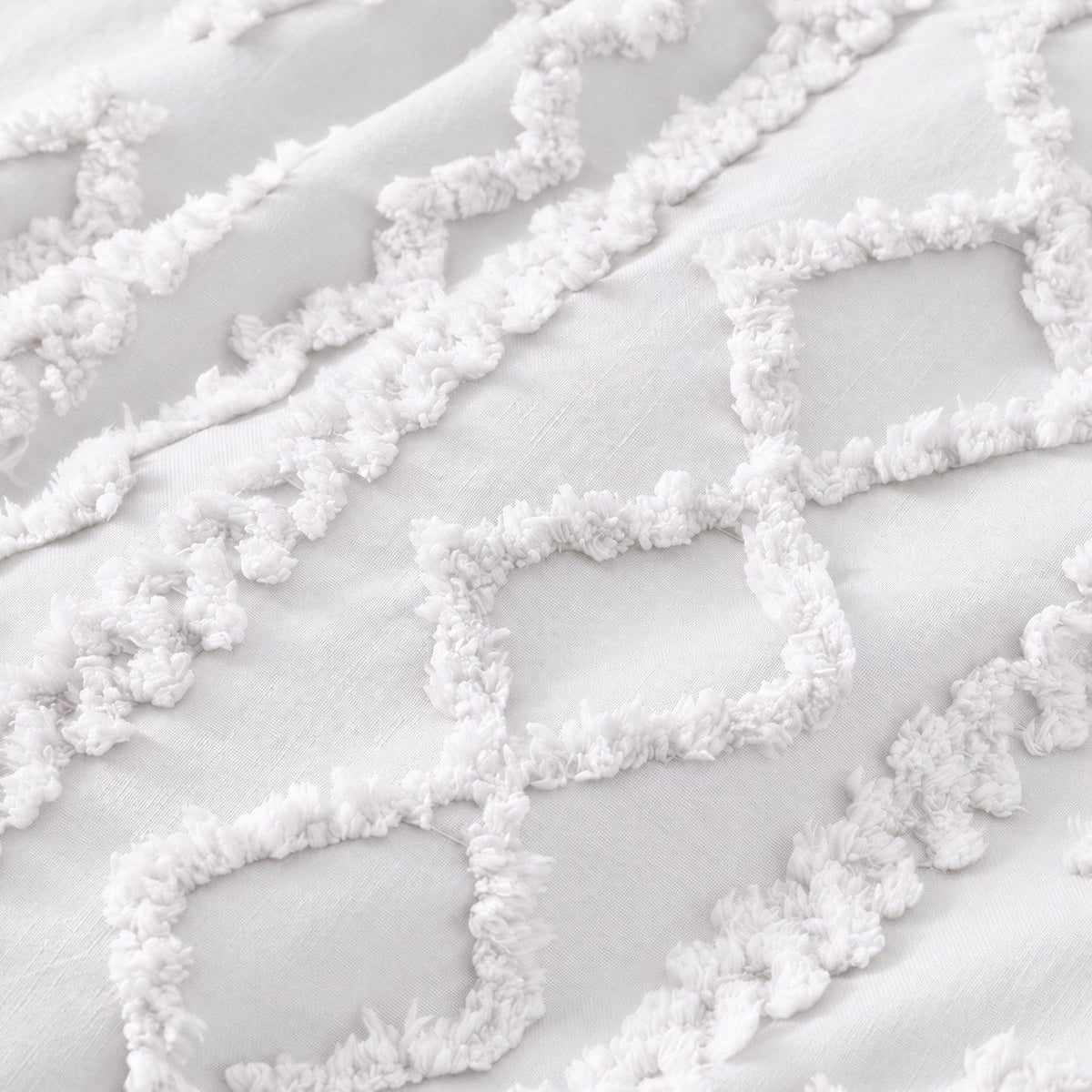Tufted comforter detail, White